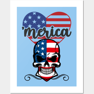 'Merica Skull Posters and Art